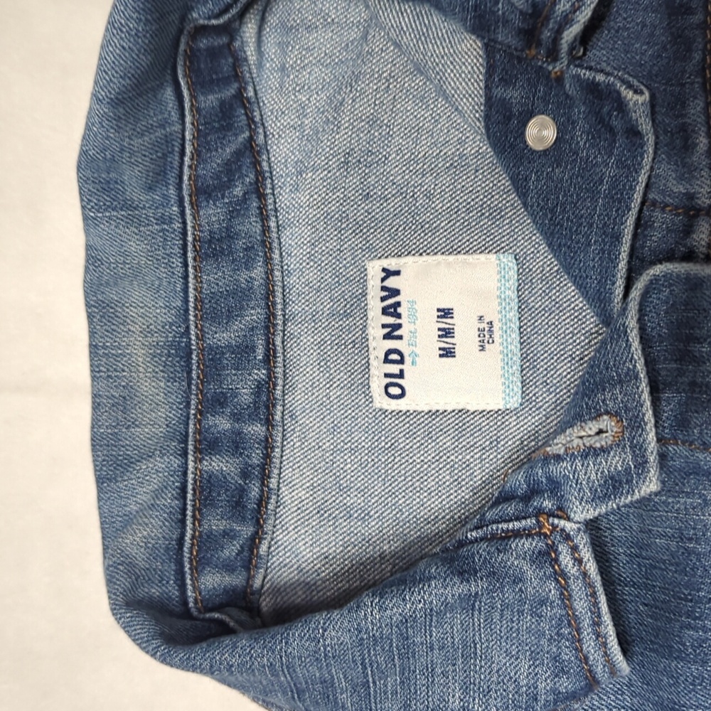 Old Navy Cropped Women's Blue Denim Trucker‎ Jacket Size Medium - Picture 3 of 5